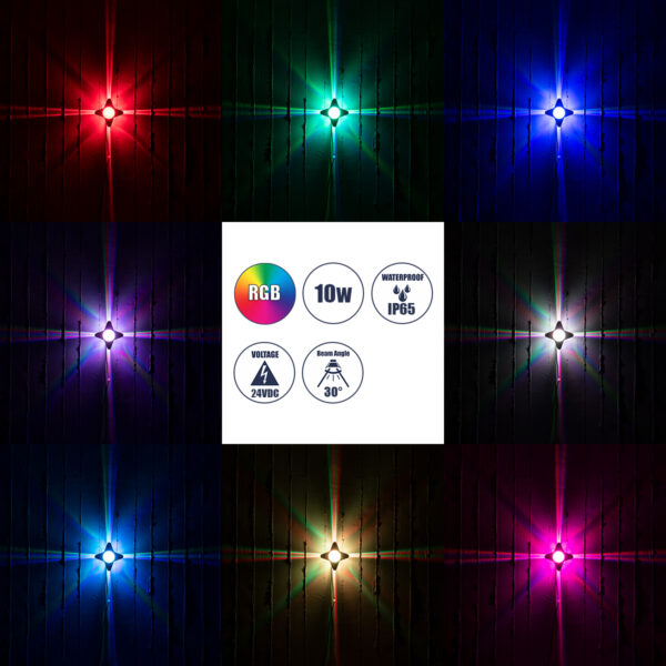 GloboStar® WALLLIGHT-CINA 90659 Φωτιστικό Τοίχου – Απλίκα LED 10W 1000lm 10° AC 220-240V Αδιάβροχο IP65 Μ18.5 x Π18.5 x Υ8.5cm με Αυτόματα Προγράμματα Εναλλαγής Χρωμάτων Πολύχρωμο RGB – Μπεζ της Άμμου