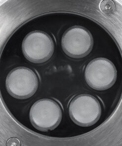 GloboStar® UNDERGROUND-TINA 90666 Χωνευτό Φωτιστικό Σποτ Δαπέδου LED 9W 945lm 30° DC 24V Αδιάβροχο IP65 Φ12 x Υ9cm Πολύχρωμο RGBW DMX512 – Ανοξείδωτο Ατσάλι – 3 Years Warranty