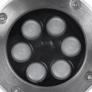GloboStar® UNDERGROUND-TINA 90666 Χωνευτό Φωτιστικό Σποτ Δαπέδου LED 9W 945lm 30° DC 24V Αδιάβροχο IP65 Φ12 x Υ9cm Πολύχρωμο RGBW DMX512 – Ανοξείδωτο Ατσάλι – 3 Years Warranty
