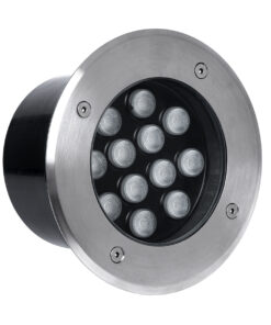GloboStar® UNDERGROUND-TINA 90667 Χωνευτό Φωτιστικό Σποτ Δαπέδου LED 12W 1320lm 30° DC 24V Αδιάβροχο IP65 Φ16 x Υ9cm Θερμό Λευκό 3000K – Ανοξείδωτο Ατσάλι – 3 Years Warranty