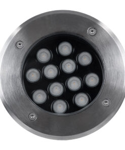 GloboStar® UNDERGROUND-TINA 90668 Χωνευτό Φωτιστικό Σποτ Δαπέδου LED 12W 1380lm 30° DC 24V Αδιάβροχο IP65 Φ16 x Υ9cm Φυσικό Λευκό 4500K – Ανοξείδωτο Ατσάλι – 3 Years Warranty