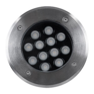 GloboStar® UNDERGROUND-TINA 90668 Χωνευτό Φωτιστικό Σποτ Δαπέδου LED 12W 1380lm 30° DC 24V Αδιάβροχο IP65 Φ16 x Υ9cm Φυσικό Λευκό 4500K – Ανοξείδωτο Ατσάλι – 3 Years Warranty