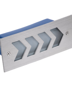 GloboStar® WALLLIGHT-ARINA 90673 Χωνευτό Φωτιστικό Τοίχου LED 6W 600lm 120° DC 24V Αδιάβροχο IP67 Μ17 x Π7 x Υ5.5cm Μπλε – Ανοξείδωτο Ατσάλι – 3 Years Warranty