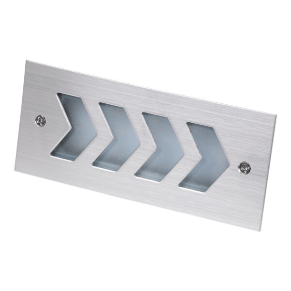 GloboStar® WALLLIGHT-ARINA 90673 Χωνευτό Φωτιστικό Τοίχου LED 6W 600lm 120° DC 24V Αδιάβροχο IP67 Μ17 x Π7 x Υ5.5cm Μπλε – Ανοξείδωτο Ατσάλι – 3 Years Warranty
