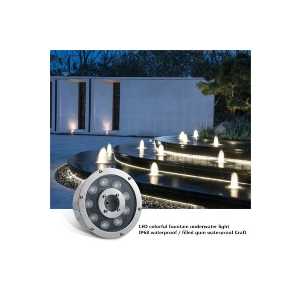 GloboStar® UNDERWATER-FINA 90674 Υποβρύχιο Φωτιστικό Σποτ Ειδικό για Σιντριβάνια LED 9W 990lm 30° DC 24V Αδιάβροχο IP68 Φ16 x Υ8cm Θερμό Λευκό 3000K – Ανοξείδωτο Ατσάλι – 3 Years Warranty