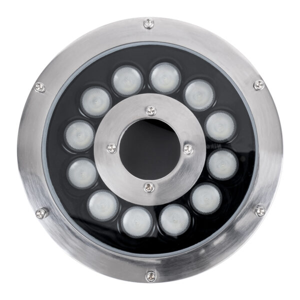 GloboStar® UNDERWATER-FINA 90675 Υποβρύχιο Φωτιστικό Σποτ Ειδικό για Σιντριβάνια LED 9W 945lm 30° DC 24V Αδιάβροχο IP68 Φ16 x Υ8cm Πολύχρωμο RGBW DMX512 – Ανοξείδωτο Ατσάλι – 3 Χρόνια Εγγύηση