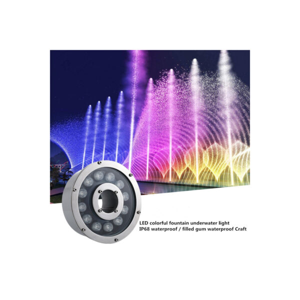 GloboStar® UNDERWATER-FINA 90675 Υποβρύχιο Φωτιστικό Σποτ Ειδικό για Σιντριβάνια LED 9W 945lm 30° DC 24V Αδιάβροχο IP68 Φ16 x Υ8cm Πολύχρωμο RGBW DMX512 – Ανοξείδωτο Ατσάλι – 3 Χρόνια Εγγύηση