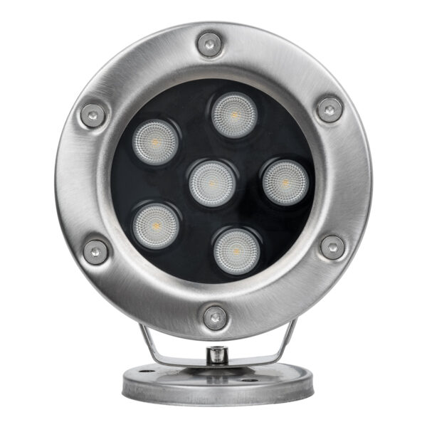 GloboStar® UNDERWATER-DINA 90676 Υποβρύχιο Φωτιστικό Σποτ Ειδικό για Σιντριβάνια LED 6W 660lm 30° DC 24V Αδιάβροχο IP68 Φ12 x Υ14cm Θερμό Λευκό 3000K – Ανοξείδωτο Ατσάλι – 3 Years Warranty