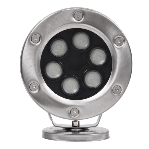 GloboStar® UNDERWATER-DINA 90677 Υποβρύχιο Φωτιστικό Σποτ Ειδικό για Σιντριβάνια LED 9W 945lm 30° DC 24V Αδιάβροχο IP68 Φ12 x Υ14cm Πολύχρωμο RGBW DMX512 – Ανοξείδωτο Ατσάλι – 3 Χρόνια Εγγύηση