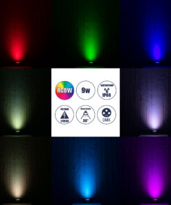 GloboStar® UNDERWATER-DINA 90677 Υποβρύχιο Φωτιστικό Σποτ Ειδικό για Σιντριβάνια LED 9W 945lm 30° DC 24V Αδιάβροχο IP68 Φ12 x Υ14cm Πολύχρωμο RGBW DMX512 – Ανοξείδωτο Ατσάλι – 3 Χρόνια Εγγύηση