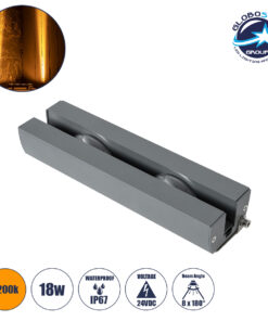 GloboStar® WINDOW-ARTE 90718 Αρχιτεκτονικό Φωτιστικό Ανάδειξης Παραθύρων & Θυρών – Window & Door Light LED 18W 1530lm 8×180° DC 24V Αδιάβροχο IP67 Μ25 x Π7 x Υ4.5cm Αρχιτεκτονικό Πορτοκαλί 2200K – Γκρι Ανθρακί – 3 Χρόνια Εγγύηση
