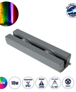GloboStar® WINDOW-ARTE 90721 Αρχιτεκτονικό Φωτιστικό Ανάδειξης Παραθύρων & Θυρών – Window & Door Light LED 18W 1530lm 8×180° DC 24V Αδιάβροχο IP67 Μ25 x Π7 x Υ4.5cm RGBW DMX512 – Γκρι Ανθρακί – 3 Χρόνια Εγγύηση