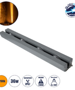GloboStar® WINDOW-ARTE 90722 Αρχιτεκτονικό Φωτιστικό Ανάδειξης Παραθύρων & Θυρών – Window & Door Light LED 36W 3060lm 8×180° DC 24V Αδιάβροχο IP67 Μ50 x Π7 x Υ4.5cm Αρχιτεκτονικό Πορτοκαλί 2200K – Γκρι Ανθρακί – 3 Χρόνια Εγγύηση