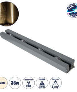 GloboStar® WINDOW-ARTE 90724 Αρχιτεκτονικό Φωτιστικό Ανάδειξης Παραθύρων & Θυρών – Window & Door Light LED 36W 3420lm 8×180° DC 24V Αδιάβροχο IP67 Μ50 x Π7 x Υ4.5cm Φυσικό Λευκό 4500K – Γκρι Ανθρακί – 3 Χρόνια Εγγύηση