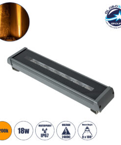 GloboStar® WINDOW-RAFI 90726 Αρχιτεκτονικό Φωτιστικό Ανάδειξης Παραθύρων & Θυρών – Window & Door Light LED 18W 1530lm 8×180° DC 24V Αδιάβροχο IP67 Μ30.5 x Π6.7 x Υ4.5cm Αρχιτεκτονικό Πορτοκαλί 2200K – Γκρι Ανθρακί – 3 Χρόνια Εγγύηση