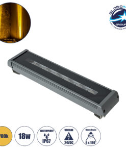 GloboStar® WINDOW-RAFI 90727 Αρχιτεκτονικό Φωτιστικό Ανάδειξης Παραθύρων & Θυρών – Window & Door Light LED 18W 1620lm 8×180° DC 24V Αδιάβροχο IP67 Μ30.5 x Π6.7 x Υ4.5cm Θερμό Λευκό 2700K – Γκρι Ανθρακί – 3 Χρόνια Εγγύηση