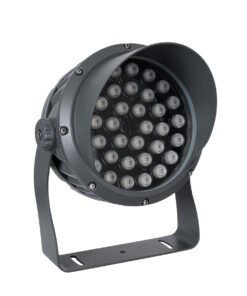 GloboStar® FLOOD-DIMO 90745 Προβολέας Wall Washer με Αντιθαμβωτική Γρίλια για Φωτισμό Κτιρίων LED 54W 4590lm 10° DC 24V Αδιάβροχο IP67 Μ26 x Π28 x Υ35cm RGBW DMX512 – Γκρι Ανθρακί – 3 Χρόνια Εγγύηση