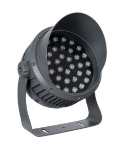 GloboStar® FLOOD-DIMO 90748 Προβολέας Wall Washer με Αντιθαμβωτική Γρίλια για Φωτισμό Κτιρίων LED 100W 8500lm 10° DC 24V Αδιάβροχο IP67 Μ34 x Π36 x Υ44cm RGBW DMX512 – Γκρι Ανθρακί – 3 Χρόνια Εγγύηση