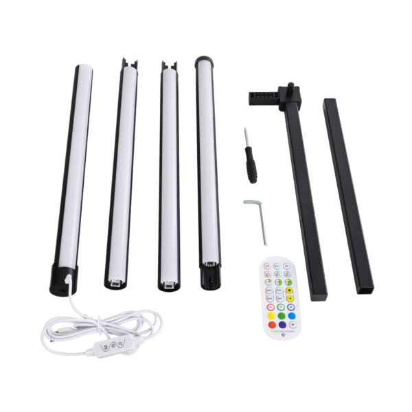 GloboStar® DIGICOLUMN 90763 Μοντέρνο Επιδαπέδιο Φωτιστικό Γραφείου Digital Pixel Symphony Bar LED 16W 1280lm 180° DC 5V με USB 2.0 IP20 – Εναλλαγή Φωτισμού μέσω Τηλεχειριστηρίου – Πολύχρωμα RGB – Dimmable – Μαύρο – Φ3 x Υ165cm – 2 Χρόνια Εγγύηση