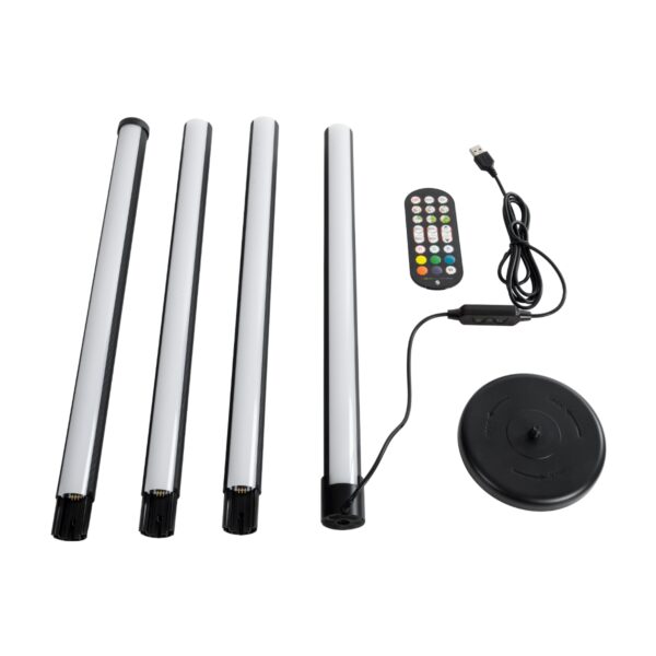 GloboStar® DIGICOLUMN 90764 Μοντέρνο Επιδαπέδιο Φωτιστικό Γραφείου Digital Pixel Symphony Bar LED 16W 1280lm 180° DC 5V με USB 2.0 IP20 – Εναλλαγή Φωτισμού μέσω Τηλεχειριστηρίου – Πολύχρωμα RGB – Dimmable – Μαύρο – Φ3 x Υ165cm – 2 Χρόνια Εγγύηση