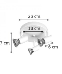 InLight Επιτοίχιο σποτ από μέταλλο σε λευκή απόχρωση 3XGU10 D:25cm (9077-3Φ-Λευκό)