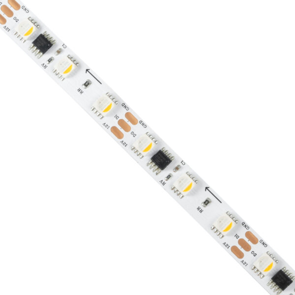 GloboStar® DIGIPRO 90773 Ψηφιακή Ταινία LED SMD 5050 12W/m 60LED/m 20PIXEL/m SPI/TTL Protocol IC TM1814/UCS1912/UCS2912 1200lm/m 120° DC 12V IP20 Πολύχρωμη RGB+WW – Dimmable – Λευκό Σώμα – Μ5000 x Π10 x Υ2mm – Συσκευασία 5 Μέτρων – 5 Χρόνια Εγγύηση