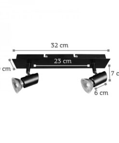 InLight Επιτοίχιο σποτ από μέταλλο σε μαύρη απόχρωση 2XGU10 D:25cm (9078-2Φ-Μαύρο)