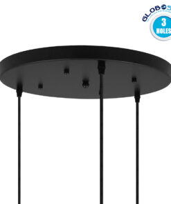 DIY Ροζέτα Φωτιστικού Μαύρη Στρογγυλή Φ400mm με 3 Τρύπες GloboStar 90811
