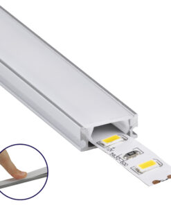 GloboStar® SURFACE-PROFILE 70805-2M Προφίλ Αλουμινίου – Βάση & Ψύκτρα Ταινίας LED με Λευκό Γαλακτερό Κάλυμμα – Επιφανειακή Χρήση – Πατητό Κάλυμμα – Ασημί – 2 Μέτρα – Πακέτο 5 Τεμαχίων – Μ200 x Π1.6 x Υ0.7cm