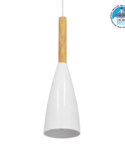 GloboStar® DILLON 00876 Μοντέρνο Κρεμαστό Φωτιστικό Οροφής Μονόφωτο 1 x E27 Λευκό Μεταλλικό Καμπάνα Φ11 x Υ36cm