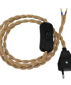 Κρεμαστό Φωτιστικό Whip με Μαύρο Διακόπτη – Μαύρη Πρίζα και Ανοιχτό Καφέ Πλεκτό Καλώδιο 1.4m GloboStar 91037