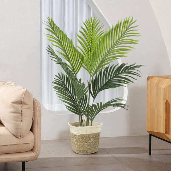 GloboStar® Artificial Garden KALYMNOS 20330 Διακοσμητικό Πλεκτό Καλάθι – Κασπώ Γλάστρα – Flower Pot Μπεζ με Καφέ Φ26cm x Υ27cm