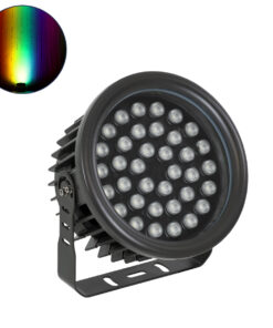 GloboStar® FLOOD-NEVA 90400 Προβολέας Wall Washer για Φωτισμό Κτιρίων LED 72W 6120lm 30° DC 24V Αδιάβροχο IP65 L24.5 x W24.5 x H14.7cm RGBW DMX512 – Μαύρο – 3 Years Warranty