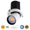 GloboStar® VIRGO-B 60311 Χωνευτό LED Spot Downlight TrimLess Φ13.5cm 20W 2500lm 36° AC 220-240V IP20 Φ13.5cm x Υ14cm – Στρόγγυλο – Λευκό με Μαύρο Κάτοπτρο – Θερμό Λευκό 2700K – Bridgelux COB – 5 Years Warranty