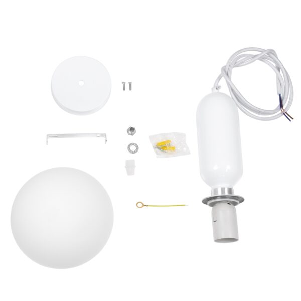 GloboStar® MAVERICK 00944 Μοντέρνο Κρεμαστό Φωτιστικό Οροφής Μονόφωτο 1 x E27 Λευκό Μεταλλικό Γυάλινο Μπάλα Φ15 x Υ15cm
