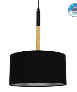 GloboStar® BRONX 01517 Μοντέρνο Κρεμαστό Φωτιστικό Οροφής Μονόφωτο 1 x E27 Μεταλλικό με Μαύρο Καπέλο Φ35 x Y50cm