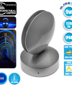 GloboStar® 93067 LED Φωτιστικό Αρχιτεκτονικού Φωτισμού Αδιάβροχο IP44 Δέσμης 1º Μοίρας 9 Watt 1150lm 230V CREE Μπλε Μ12 x Π11 x Υ17cm