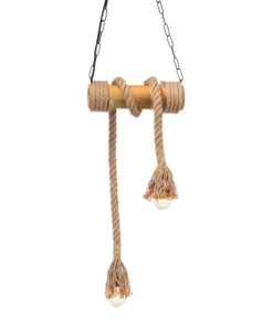 Κρεμαστό Φωτιστικό Οροφής Σχοινί 2xE27 Μέταλλο-Μπαμπού Καφέ ACA DECOR – 932302BBR