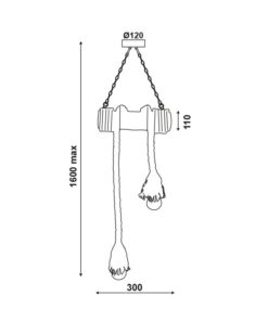 Κρεμαστό Φωτιστικό Οροφής Σχοινί 2xE27 Μέταλλο-Μπαμπού Καφέ ACA DECOR – 932302BBR