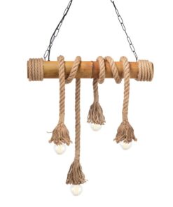 Κρεμαστό Φωτιστικό Οροφής Σχοινί 4xE27 Μέταλλο-Μπαμπού Καφέ ACA DECOR – 932604BBR