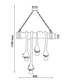 Κρεμαστό Φωτιστικό Οροφής Σχοινί 4xE27 Μέταλλο-Μπαμπού Καφέ ACA DECOR – 932604BBR