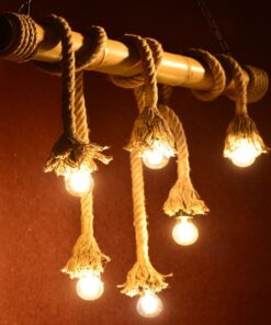 Κρεμαστό Φωτιστικό Οροφής Σχοινί 6xE27 Μέταλλο-Μπαμπού Καφέ ACA DECOR – 932906BBR