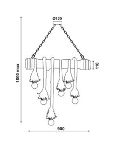 Κρεμαστό Φωτιστικό Οροφής Σχοινί 6xE27 Μέταλλο-Μπαμπού Καφέ ACA DECOR – 932906BBR