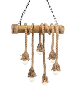 Κρεμαστό Φωτιστικό Οροφής Σχοινί 6xE27 Μέταλλο-Μπαμπού Καφέ ACA DECOR – 932906BBR