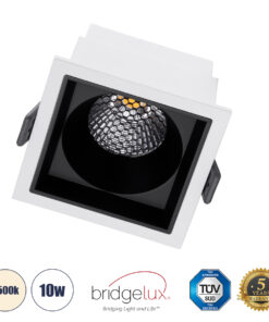 GloboStar® PLUTO-M 60270 Χωνευτό LED Spot Downlight TrimLess Μ8.4xΠ8.4cm 10W 1300lm 38° AC 220-240V IP20 Μ8.4 x Π8.4 x Υ5.9cm – Τετράγωνο – Λευκό με Μαύρο Κάτοπτρο & Anti-Glare HoneyComb – Φυσικό Λευκό 4500K – Bridgelux COB – 5 Years Warranty