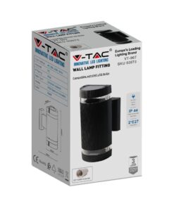Φωτιστικό Τοίχου 2xE27 Μαύρο Οβαλ V-TAC IP44 – 93573