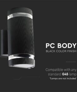 Φωτιστικό Τοίχου 2xE27 Μαύρο Οβαλ V-TAC IP44 – 93573