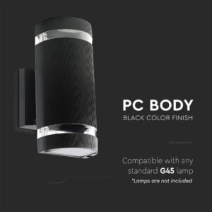Φωτιστικό Τοίχου 2xE27 Μαύρο Οβαλ V-TAC IP44 – 93573