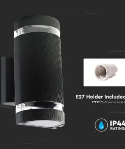 Φωτιστικό Τοίχου 2xE27 Μαύρο Οβαλ V-TAC IP44 – 93573