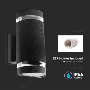 Φωτιστικό Τοίχου 2xE27 Μαύρο Οβαλ V-TAC IP44 – 93573